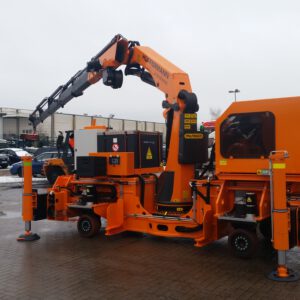 Hüffermann neuster Typ E-kran mit modularem Chassisaufbau flexibel für Krangrößen von 34, 42, 53 bis 65 mt. Elektrokran mieten, ecrane, Kranmobil, Sondermontage-Kran für Roboterwechsel, Kran für Instandhaltung