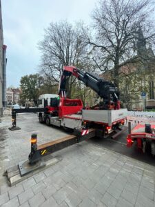 LKW Ladekran PK 135 Kranarbeiten Innenstadt Kran Münster Hüffermann