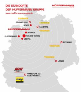 Standorte und Niederlassungen Hüffermann - Komplettanbieter Kran- & Schwerlastlogistik